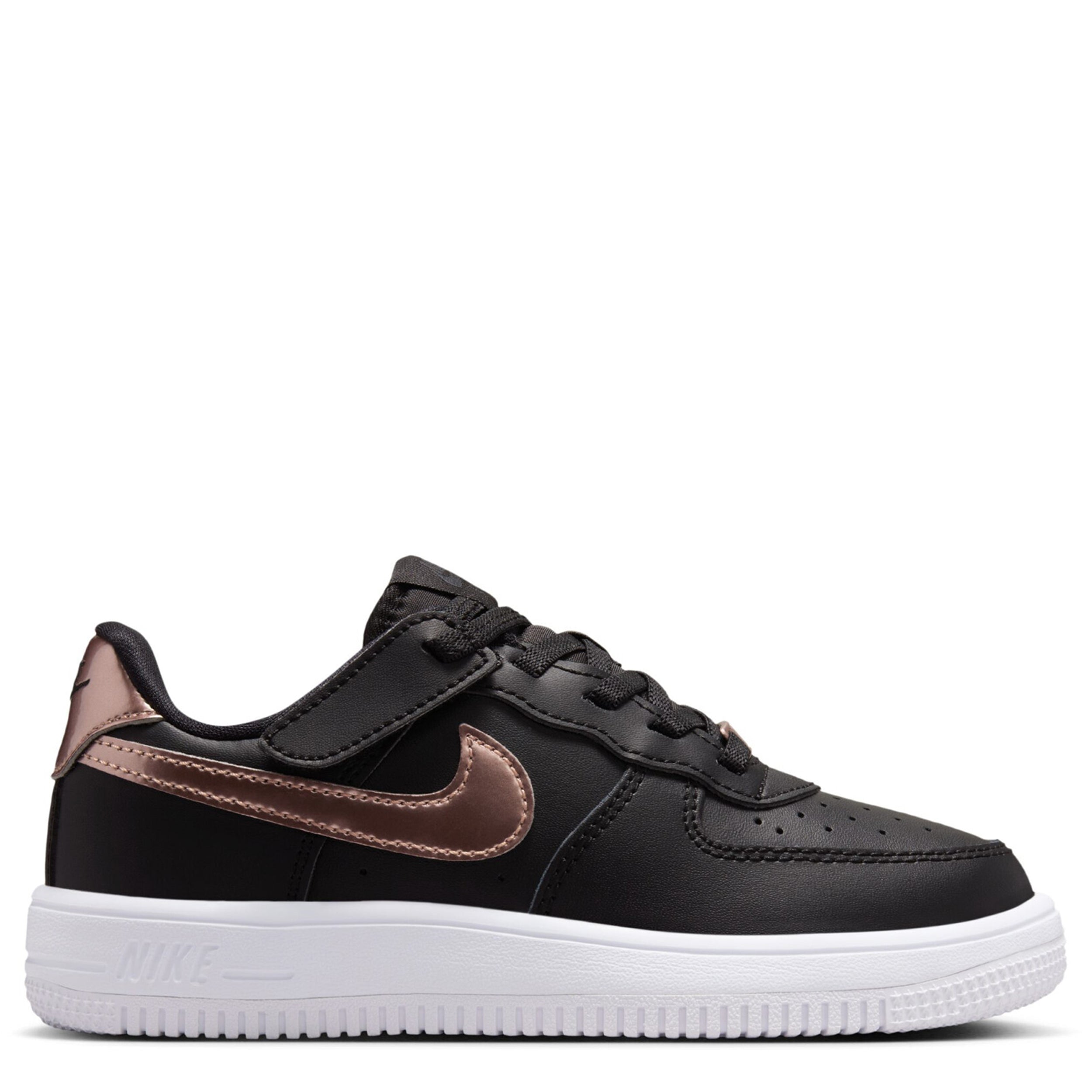 black nike shoes with rose gold swoosh