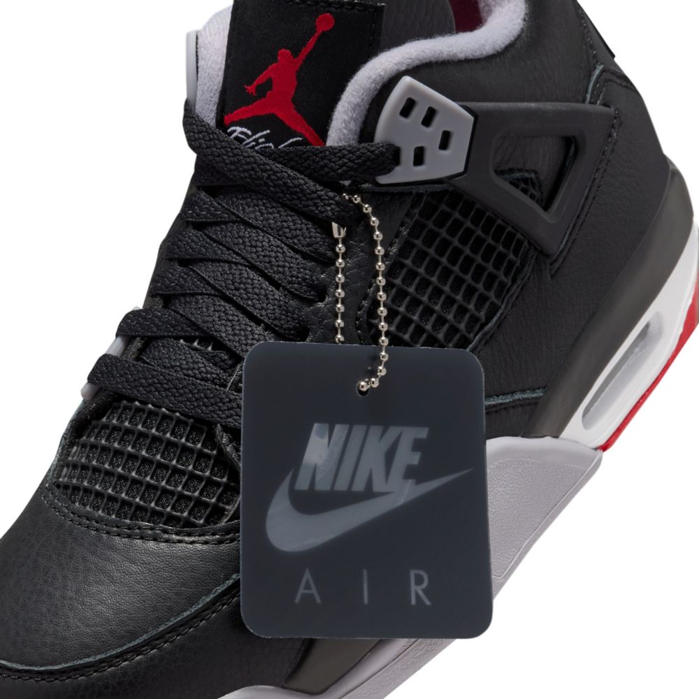 Jordan Air Jordan 4 Retro "Bred Reimagined" Big Kid Boys' Sneaker Tag Close Up