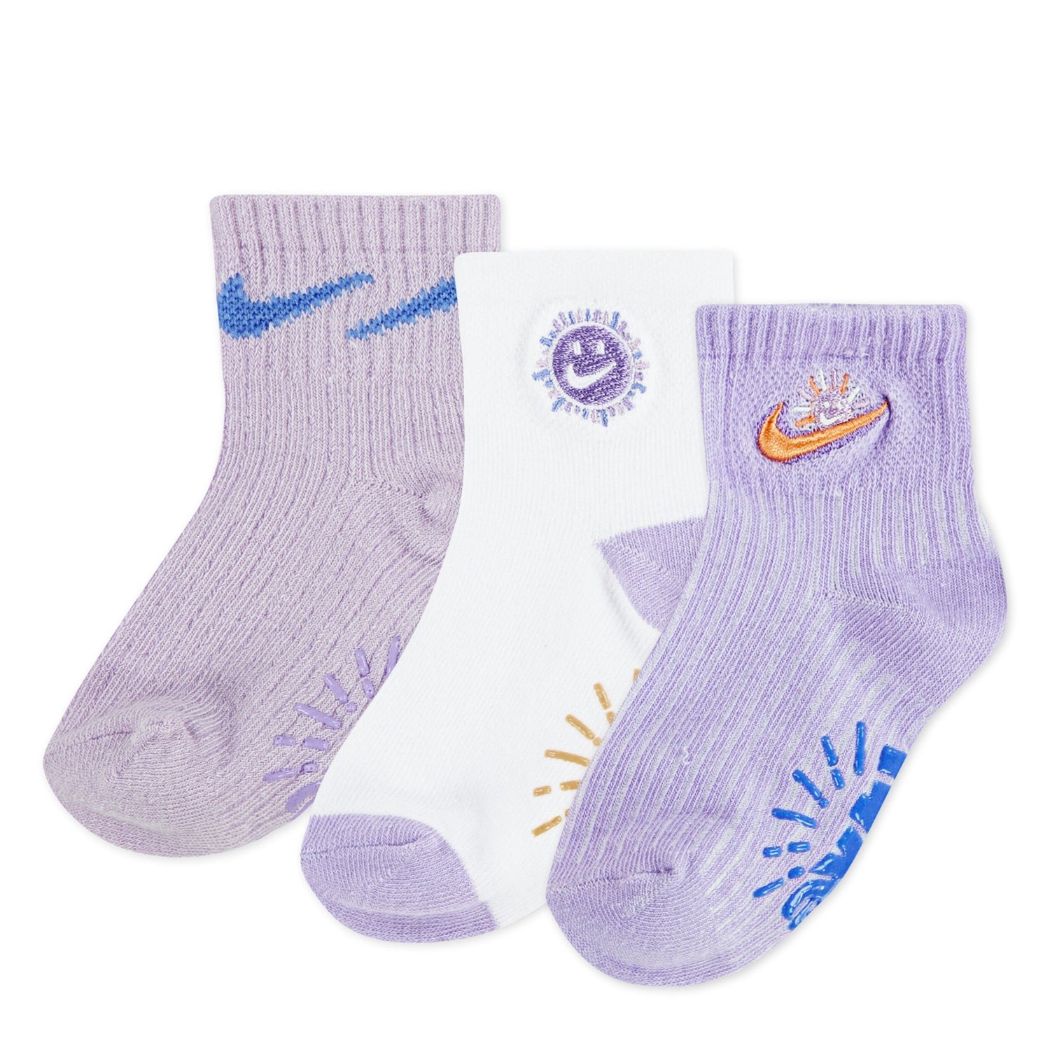 Sunny Swoosh Gripper Socks 3-Pack (Infant/Toddler)