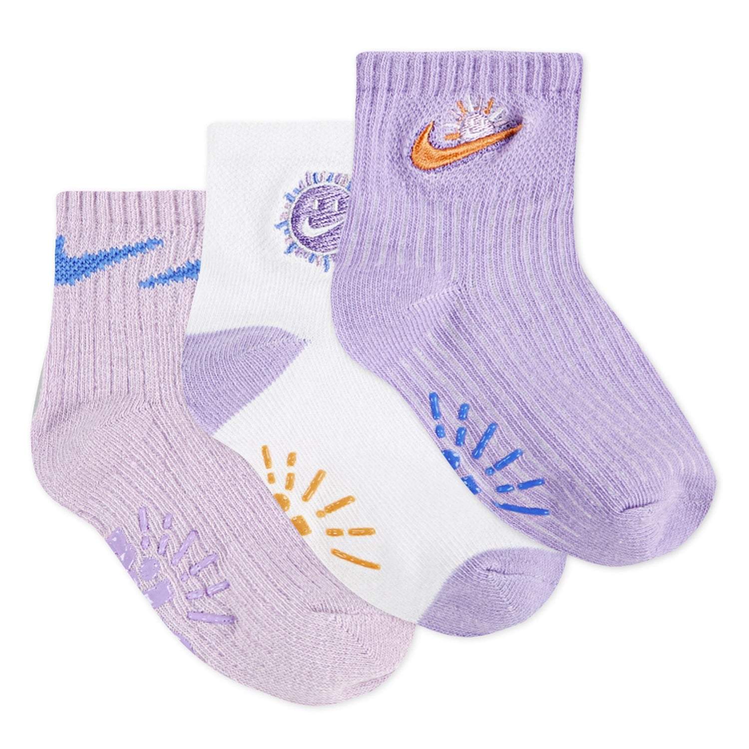 Sunny Swoosh Gripper Socks 3-Pack (Infant/Toddler)