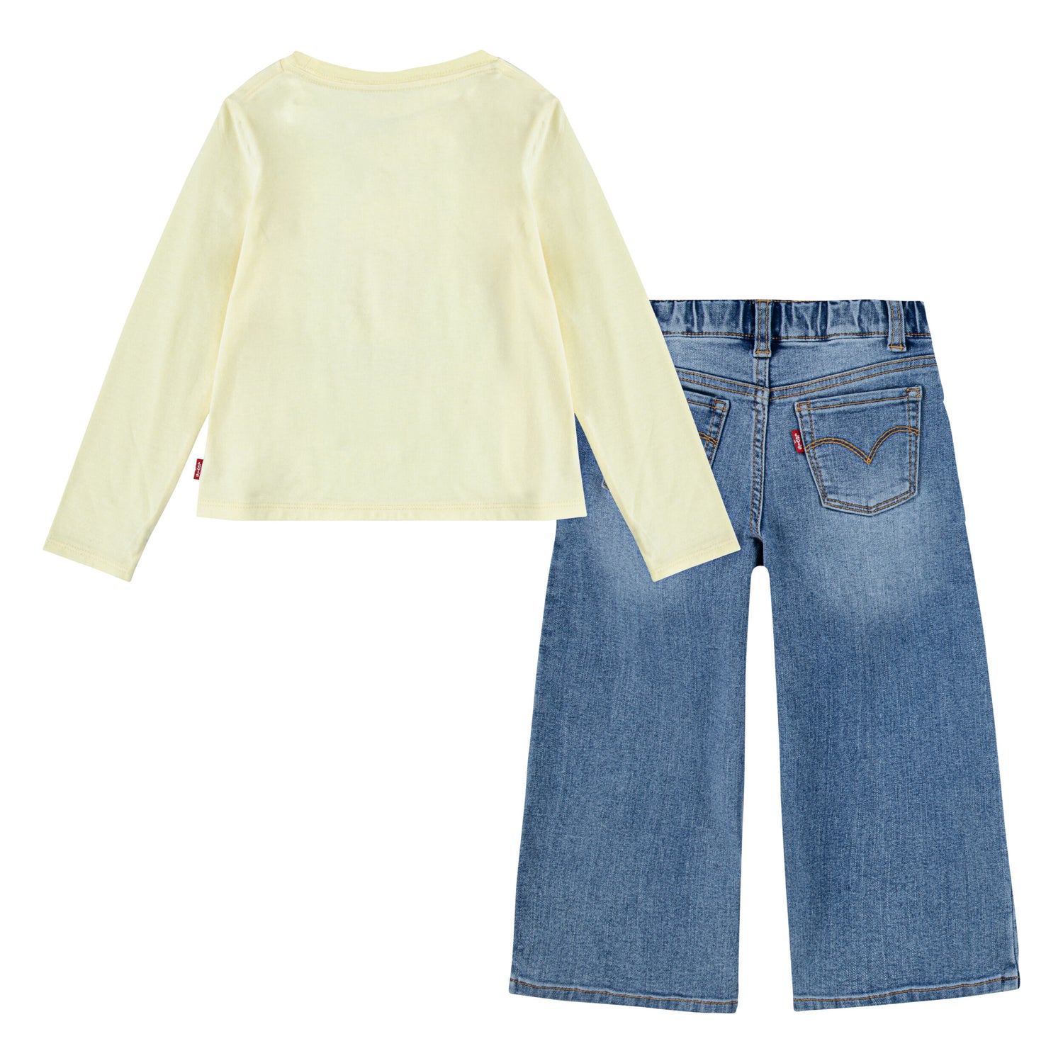 Bear Tee & Wide Denim Pants Set (Toddler)