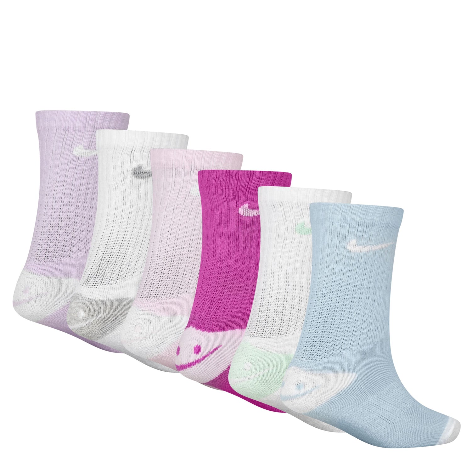 Smiley Crew Socks 6 Pack