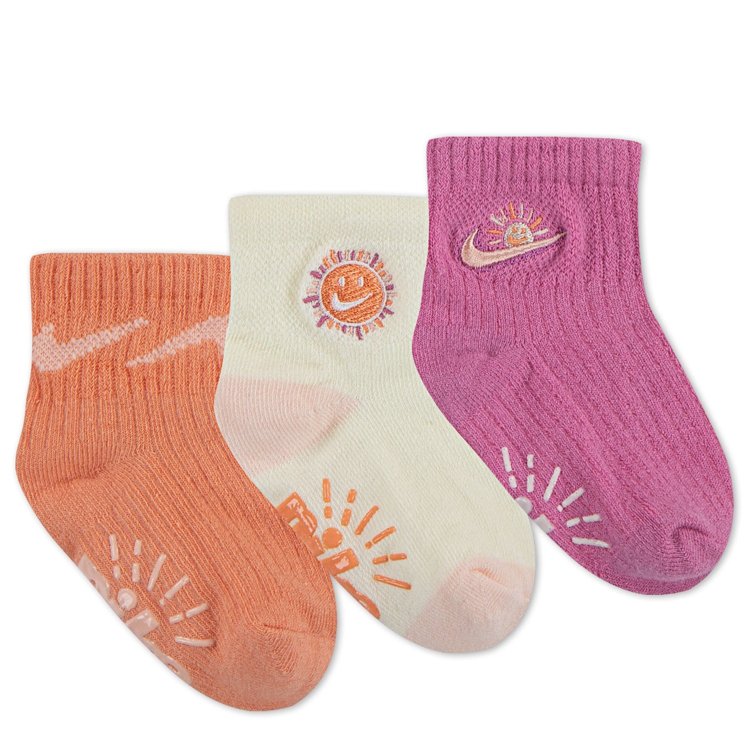 Sunny Swoosh Gripper Socks 3-Pack (Infant/Toddler)