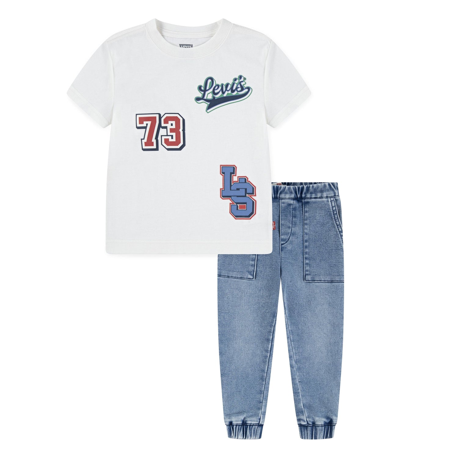 Moto Patch Tee W/ Dobby Jean Set (Toddler)