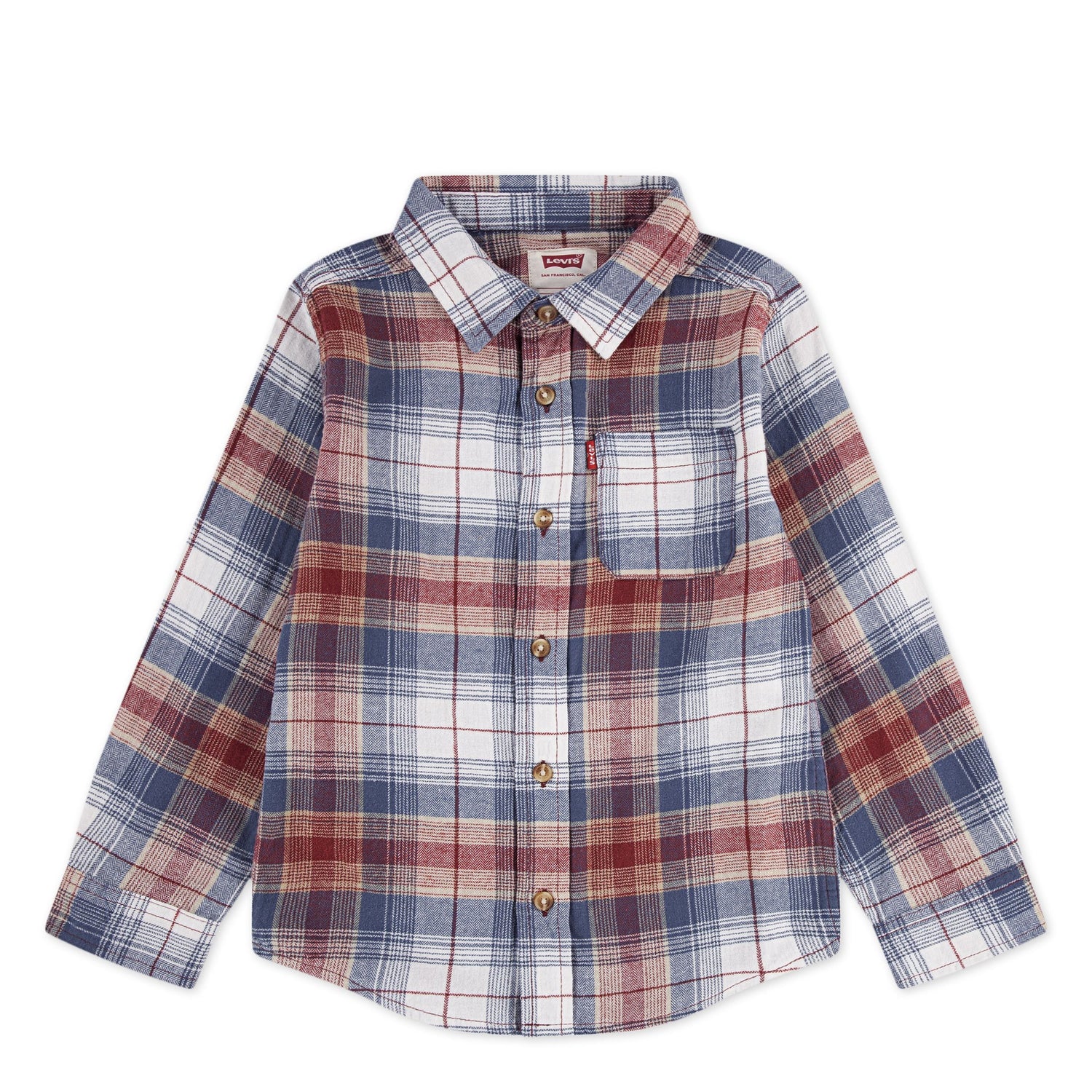 Indigo Plaid Twill Shirt (Little Kids)