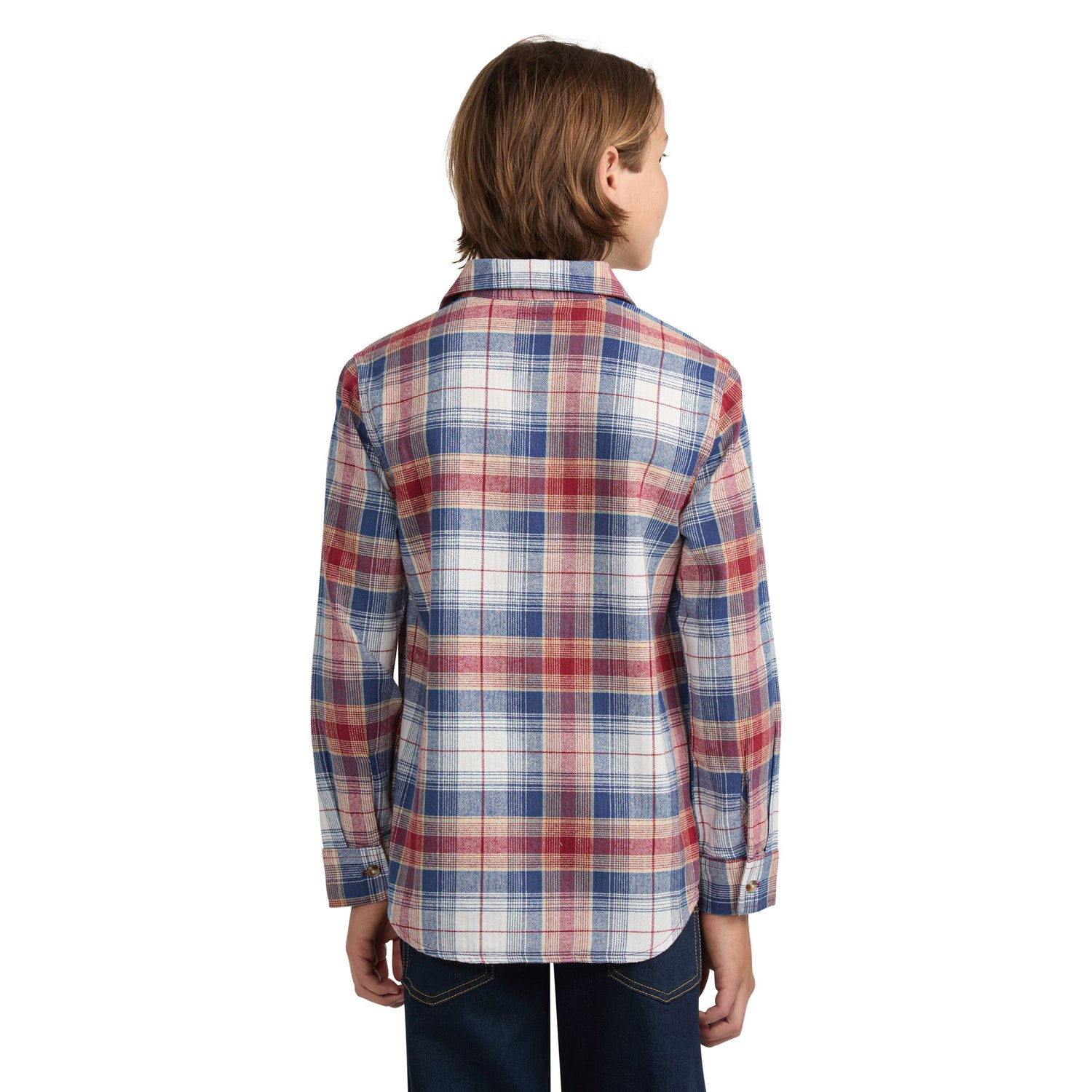 Indigo Plaid Twill Shirt (Big Kid)