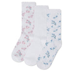 3 Pack Floral Pointelle Crew Sock