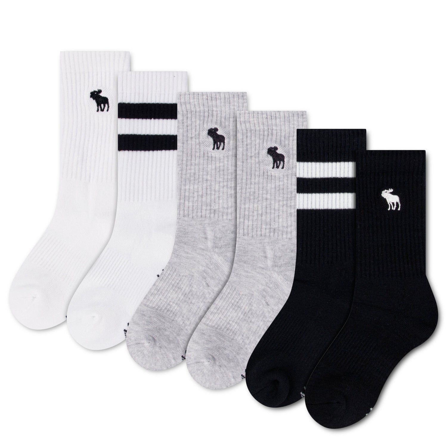 6 Pack Stripe Crew Sock 5-7