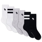 6 Pack Stripe Crew Sock 5-7
