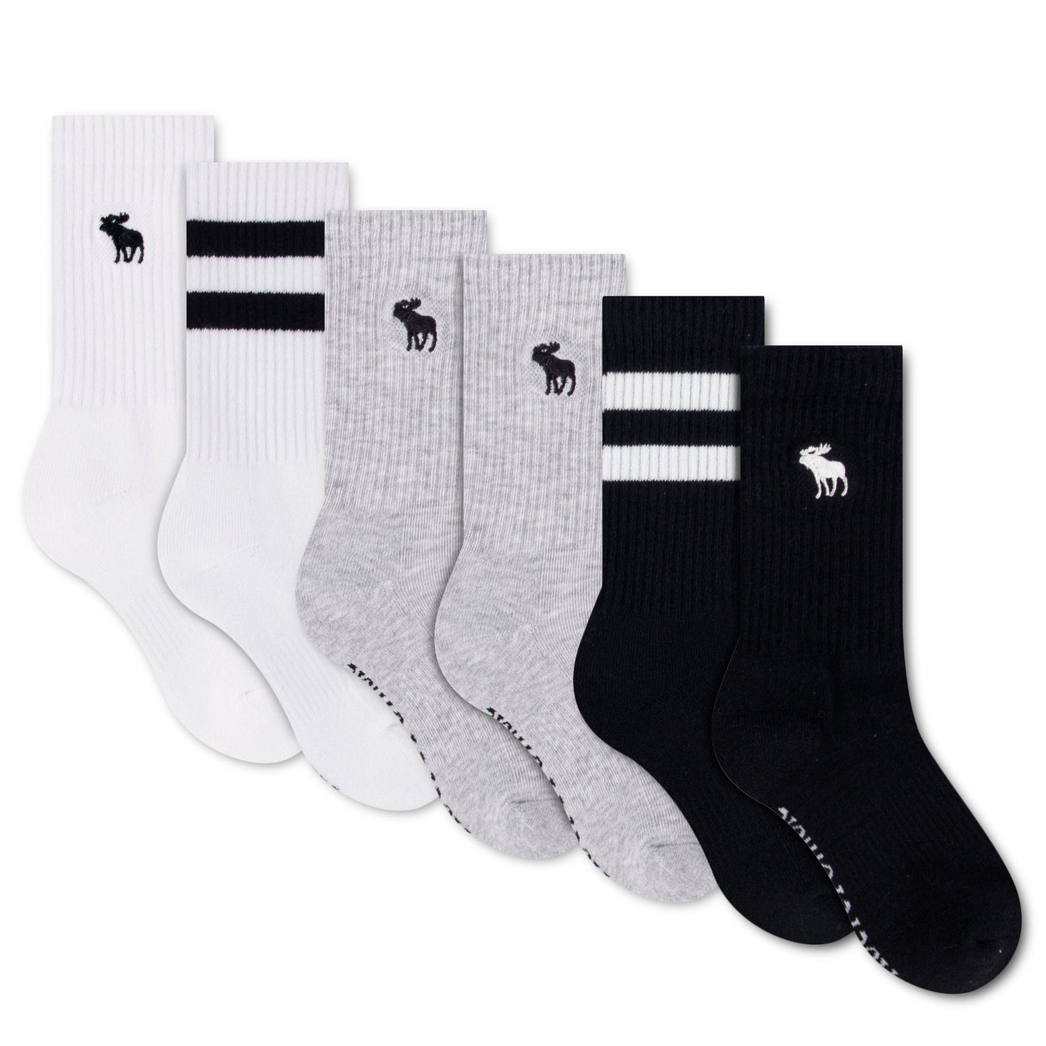6 Pack Stripe Crew Sock 5-7