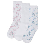 3 Pack Floral Pointelle Crew Socks 5-7