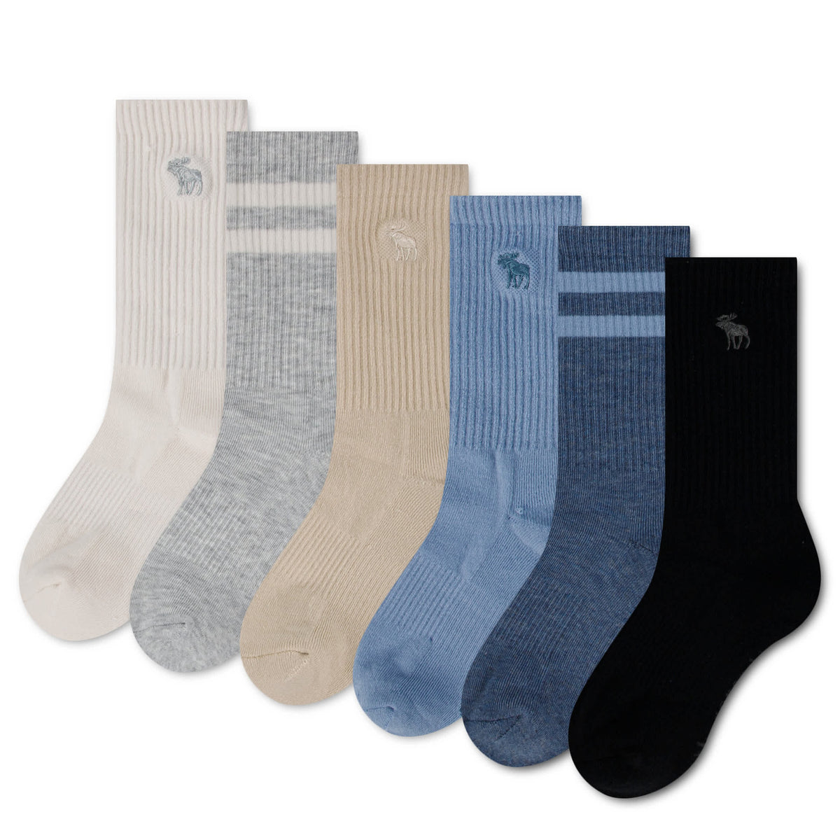 6 Pack Stripe Crew Sock 9-11