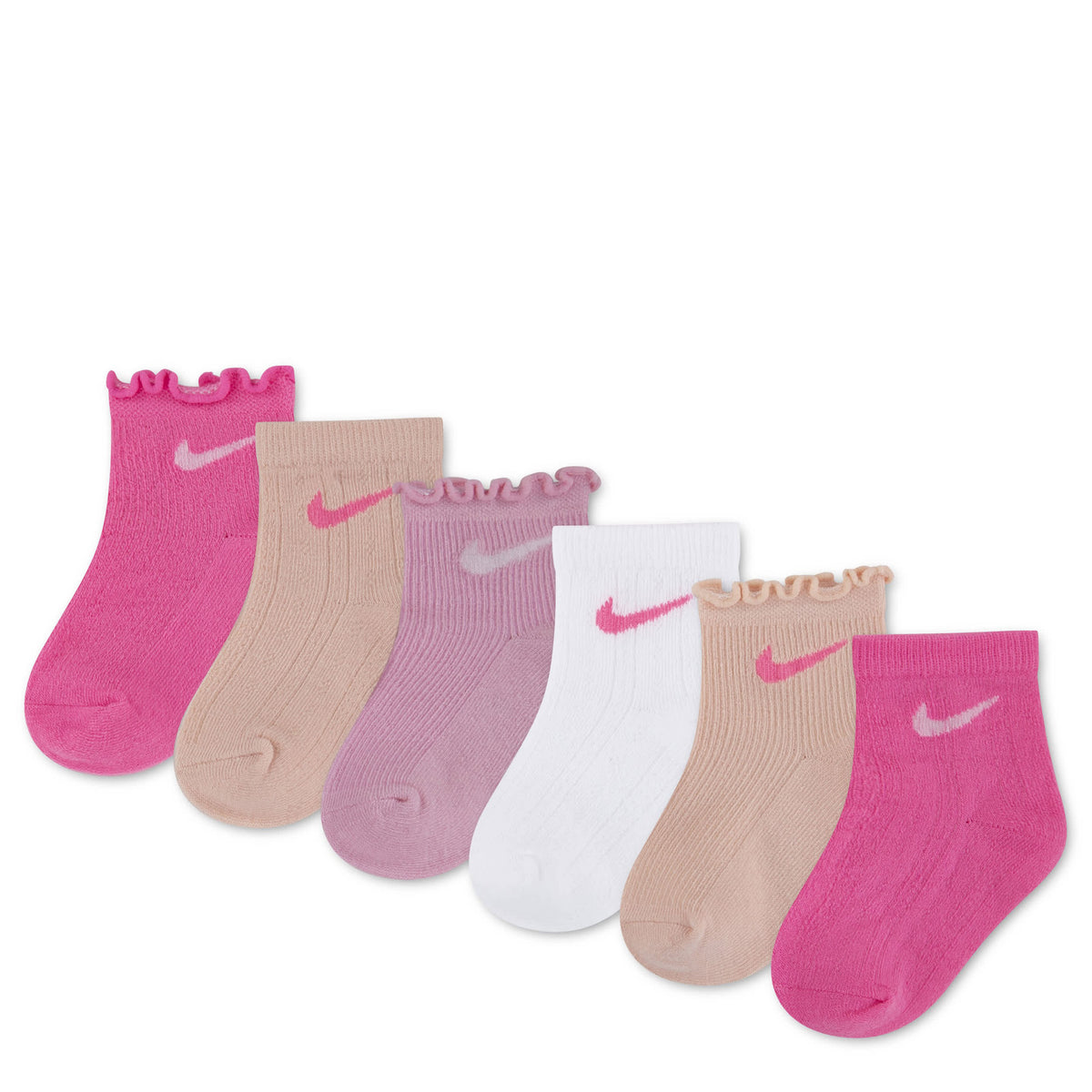 Swoosh 6Pk Infant Ankle Sock (6-12M)