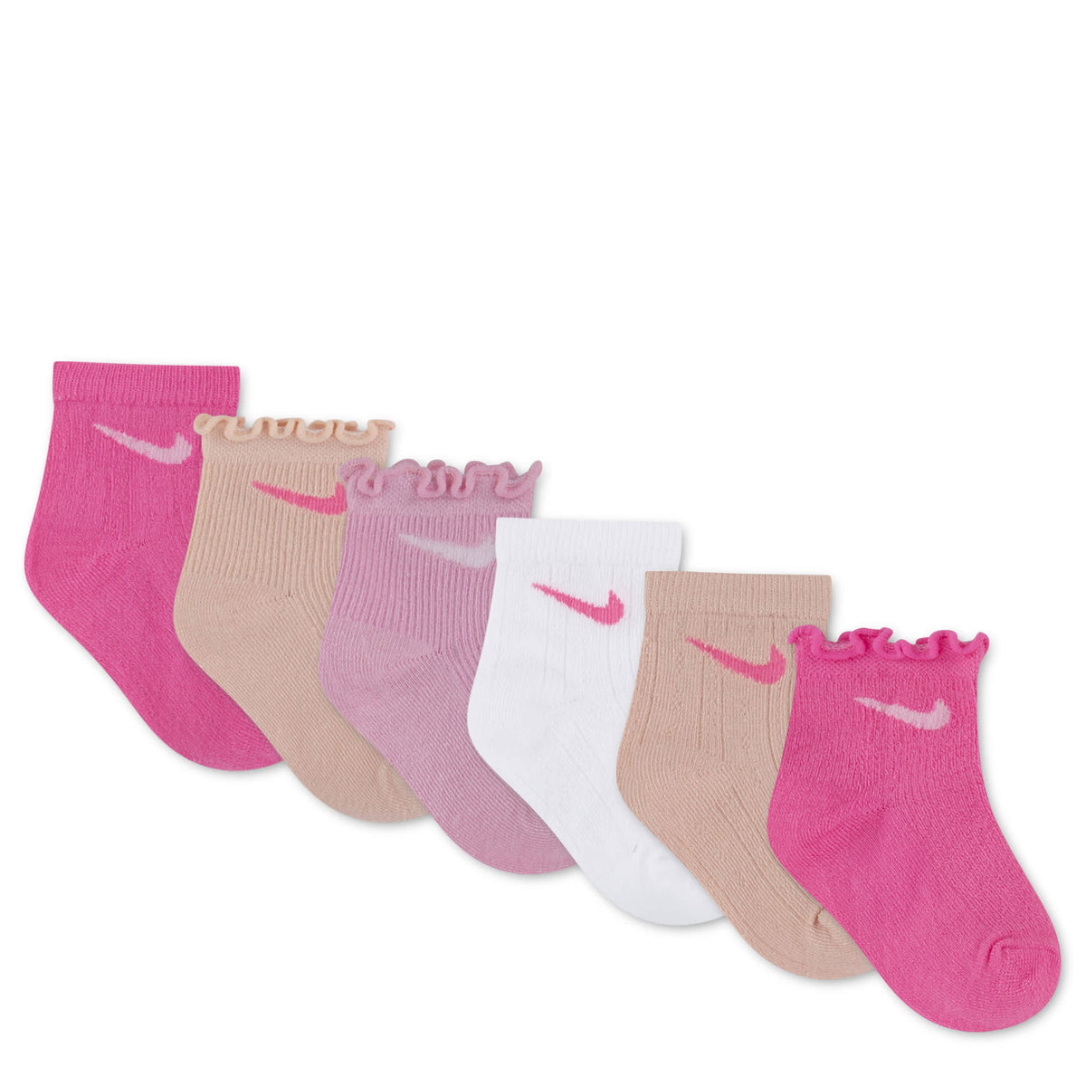 Swoosh 6Pk Infant Ankle Sock (6-12M)